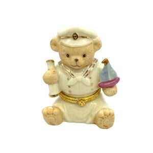 Porcelain Sailor Teddy Bear Hinged Trinket Box Formalities by Baum Bros